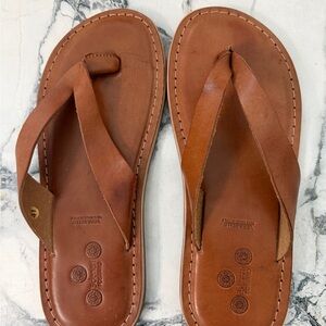 Brown Leather Flip-Flops